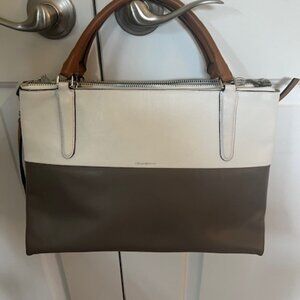Coach Borough Retro Colorblock handbag Tan, White, Gray Barely Used